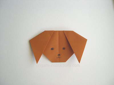 origami-dog face drawn with pen or pencil