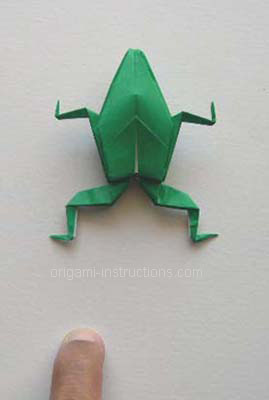 origami frog jumped forward