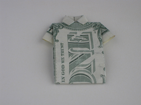 dollar bill origami ring. origami dollar bill shirt!