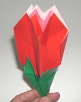 Origami Rose completed flower photo diagrams